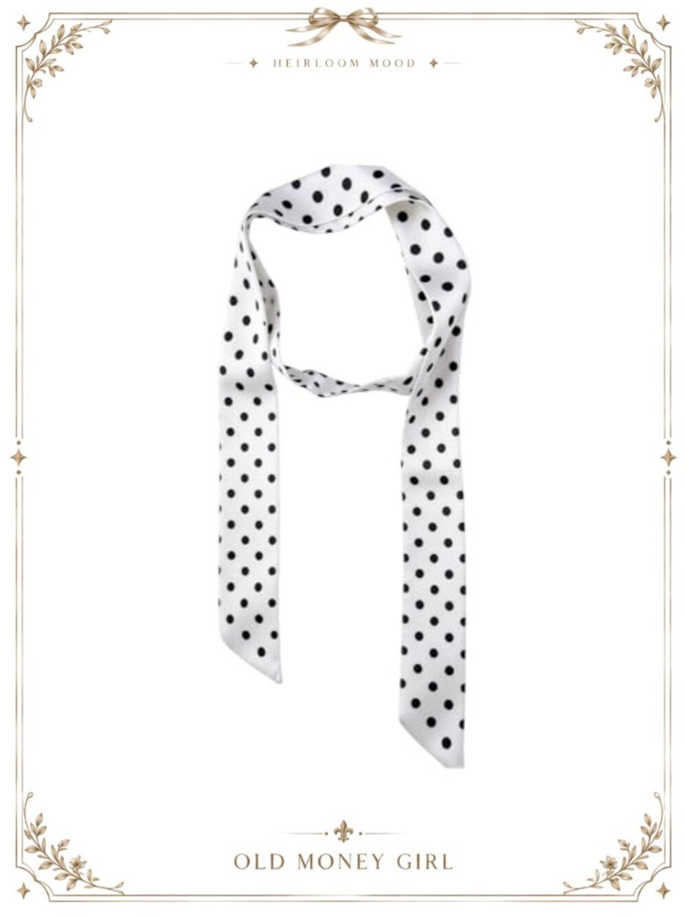 Polka Dot Silk Scarf Extra Long 55 Inch Neck Head Hair Wrap